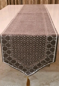 GROKI High Quality Embroidred Cotton Cloth Table Runner( Size16X72 Inch) For Home /Office / Living Room - Brown